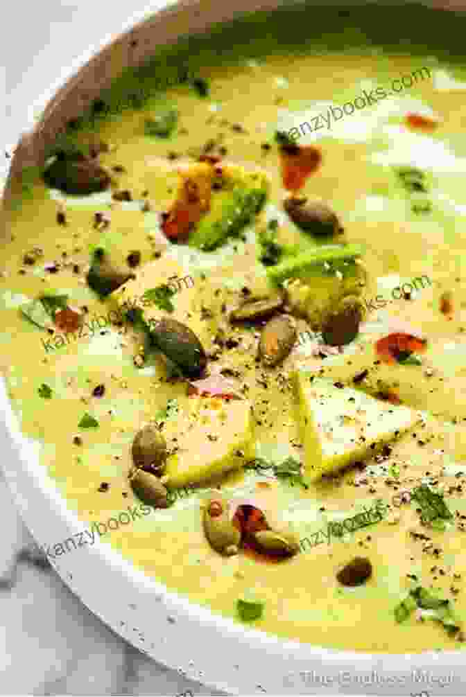 A Close Up Of A Bowl Of Creamy Avocado Soup Garnished With Fresh Herbs And A Drizzle Of Olive Oil 30 Days Of Whole Foods: Healthy And Delicious Recipes For A New And Revitalized You