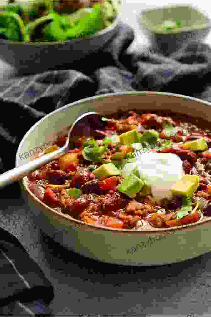 A Satisfying Bowl Of Creamy Vegan Chili, Topped With Fresh Cilantro And Avocado Super Easy Vegan Slow Cooking: 85 Healthy Recipes To Enjoy Together