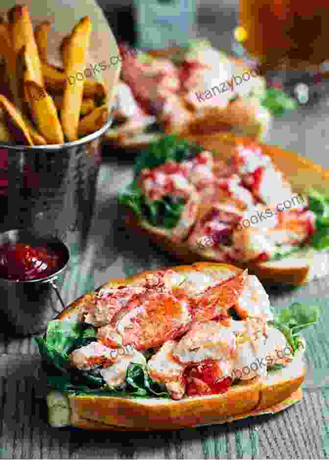 A Selection Of Coastal American Dishes, Such As Maine Lobster Rolls, New England Clam Chowder, And Chesapeake Bay Crab Cakes. 365 Unique American Recipes: An American Cookbook For All Generation