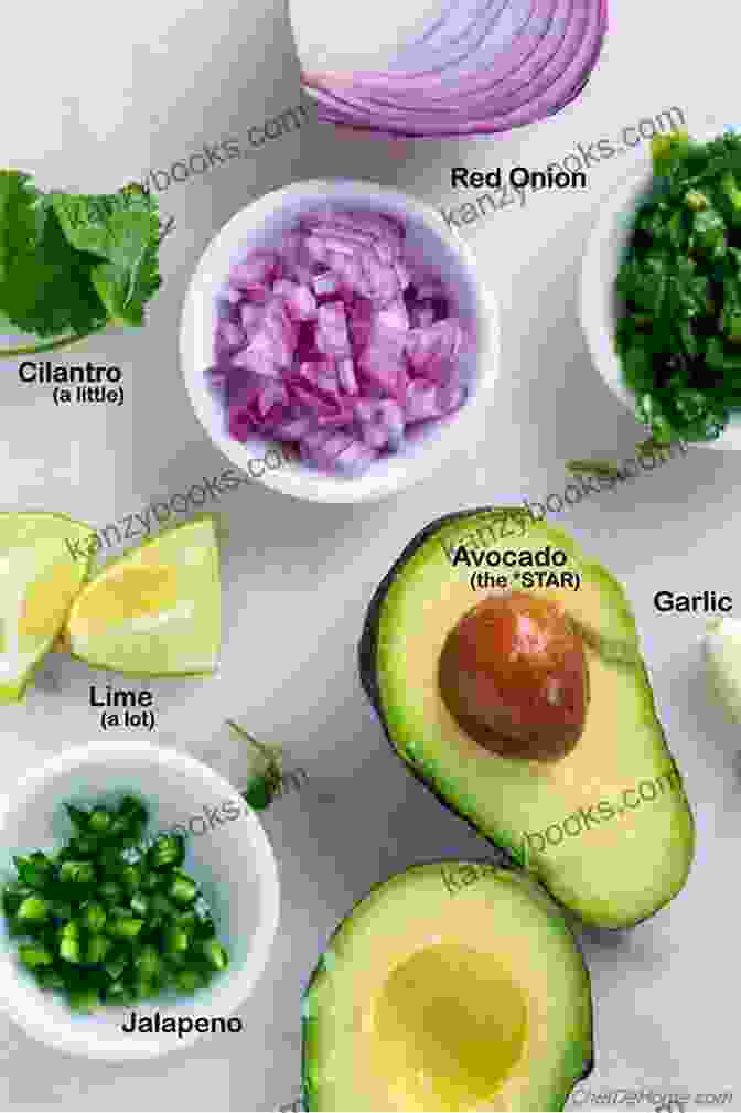 A Variety Of Ingredients For Adding Flavors And Textures To Guacamole, Such As Cilantro, Red Onions, And Jalapeños. Collection Of The Yummiest Guacamole Recipes: The Best Dips Straight From Avocado Heaven