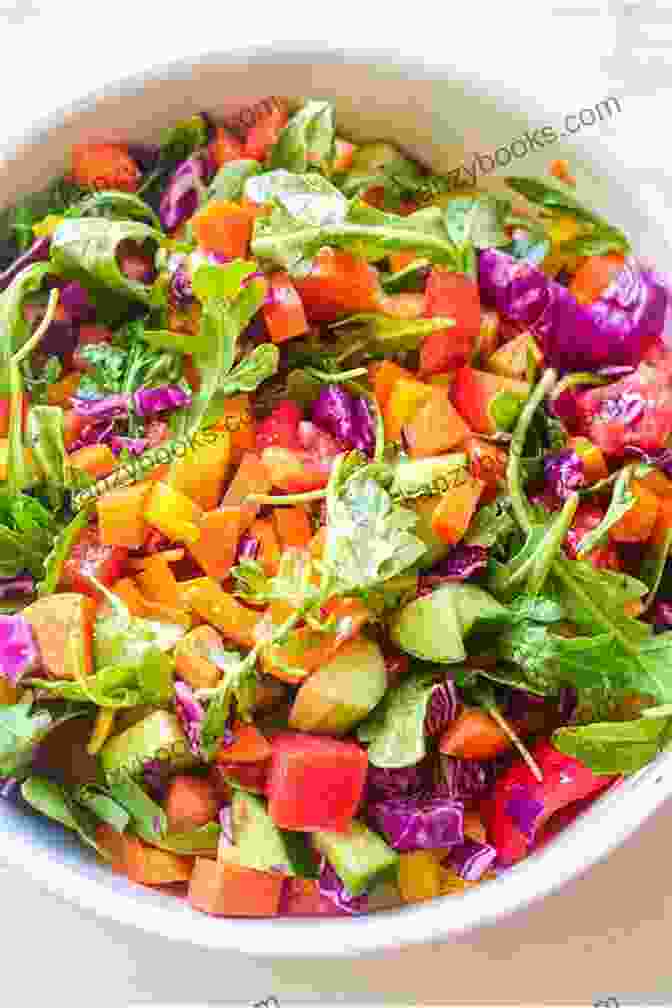 A Vibrant And Colorful Raw Food Salad, Demonstrating The Abundance And Variety Of Plant Based Foods Available In A Raw Food Diet Raw Food Diet For Beginners How To Lose Weight Feel Great And Improve Your Health (Raw Food Diet For Beginners 1)