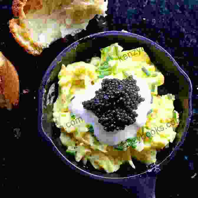 An Elegant Plate Of Scrambled Eggs With Caviar And Toast Bergdorf Goodman Cookbook Time Cooking Edition