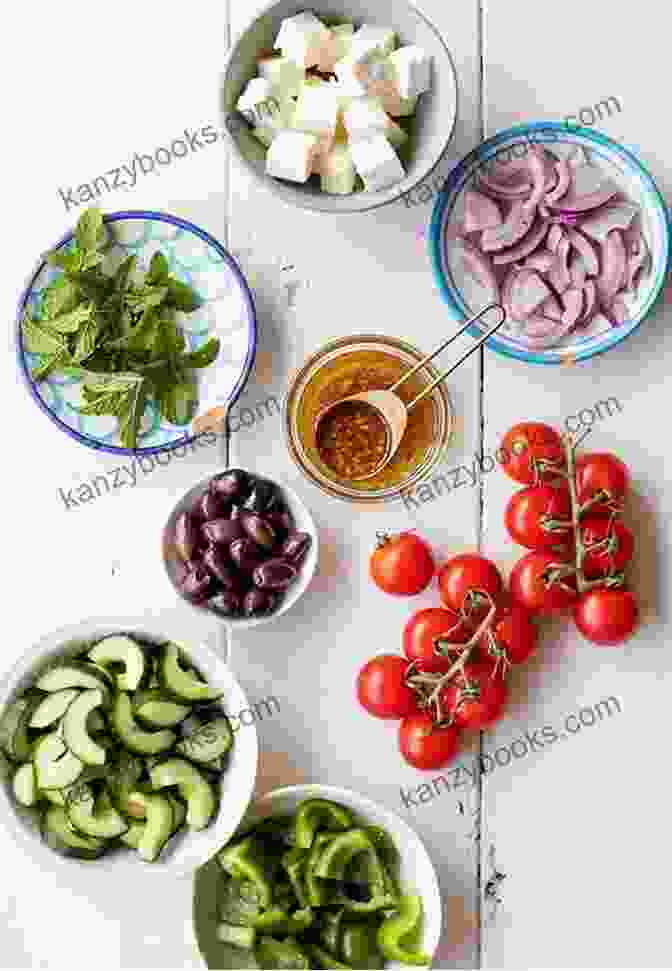 Close Up Of Fresh Greek Ingredients Under The Olive Tree: Recipes From My Greek Kitchen