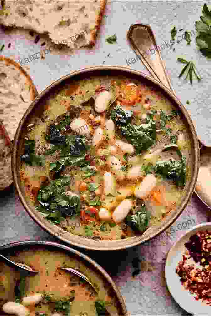 Hearty Bowl Of Creamy Tuscan Bean Soup With Crusty Bread Heirloom Beans: Recipes From Rancho Gordo