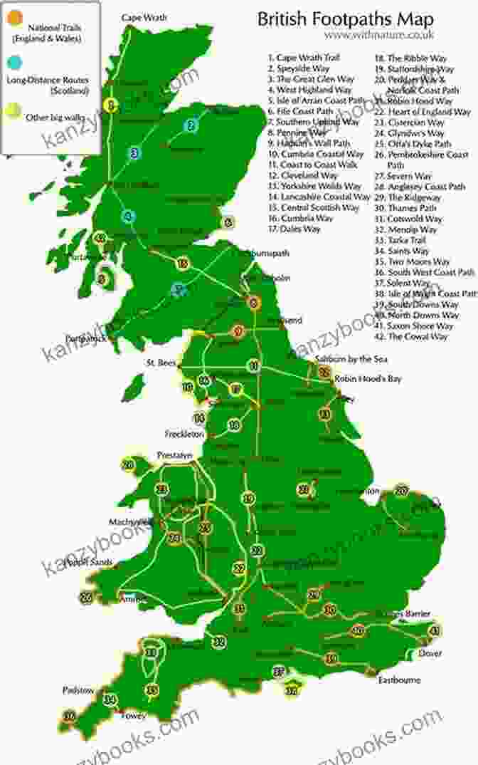 Map Of National Trails In Britain Long Distance Walking In Britain